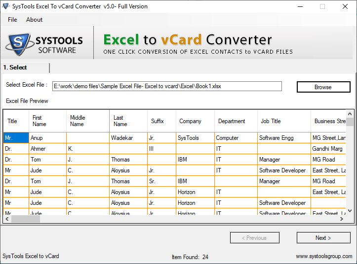 preview of excel file data